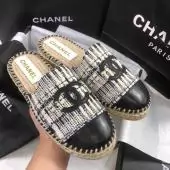 promos sandales chanel femme bas prix espadrilles tweed tissus noir blanc